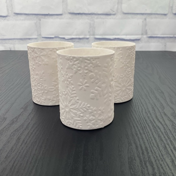 Yankee Candle - set of three (3) white porcelain candle holder